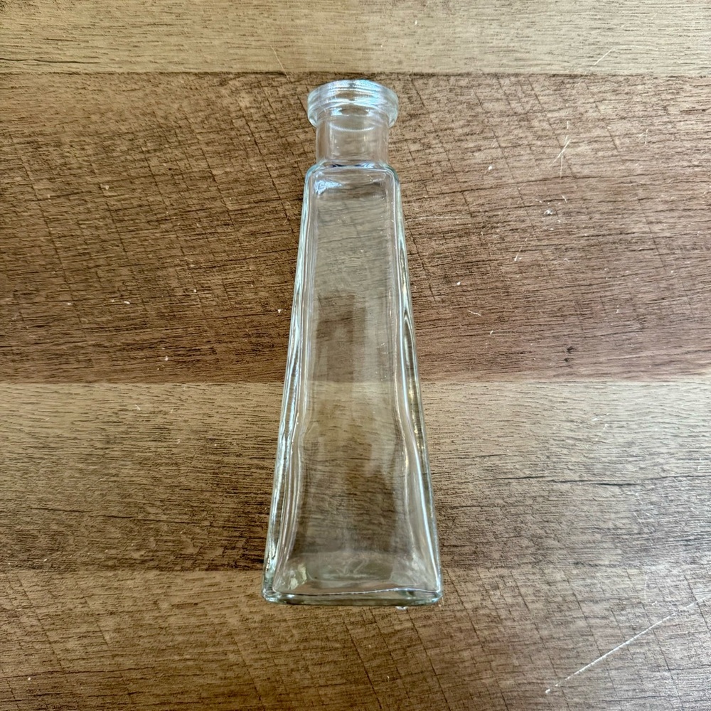 Vintage Clear Glass Vase Bottle Pyramid Triangle Shape Mint